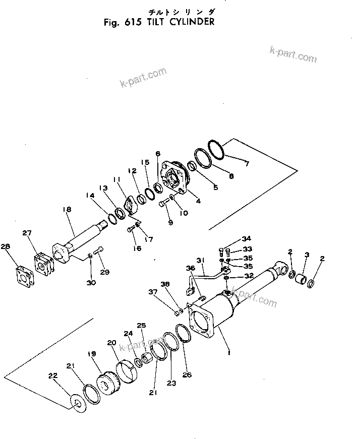 Komatsu parts book diagram for WF22A-2 S/N 1011-UP: TILT CYLINDER