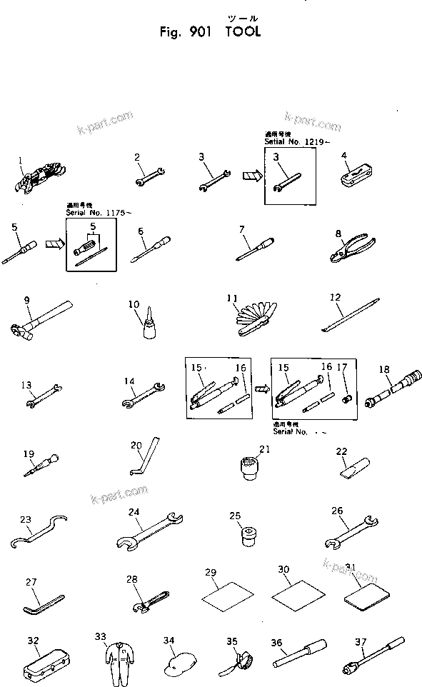 Komatsu parts book diagram for WF22A-2 S/N 1011-UP: TOOL