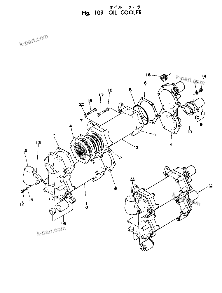 Komatsu parts book diagram for WF22T-2 S/N 1011-UP: OIL COOLER