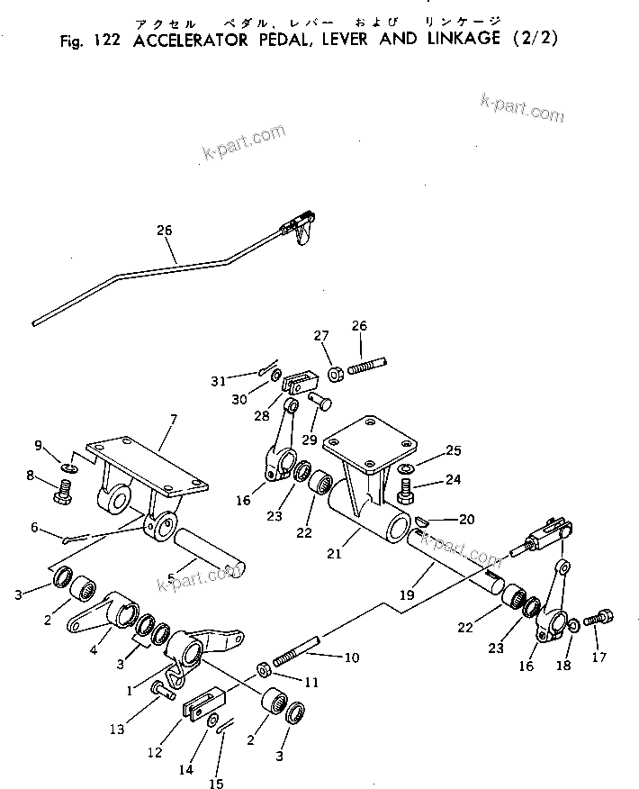 Komatsu parts book diagram for WF22T-2 S/N 1011-UP: ACCELERATOR PEDAL ? LEVER AND LINKAGE (2/2)
