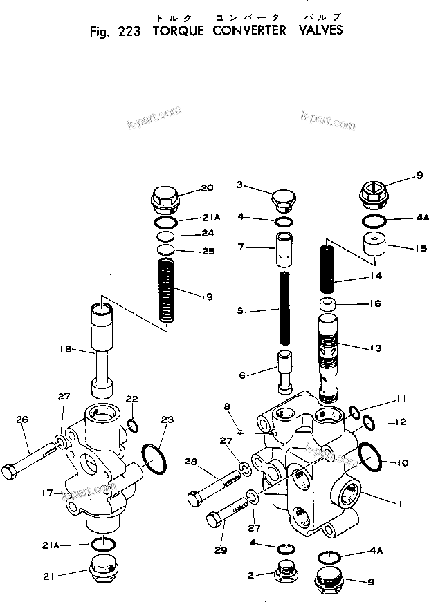 Komatsu parts book diagram for WF22T-2 S/N 1011-UP: TORQUE CONVERTER VALVE