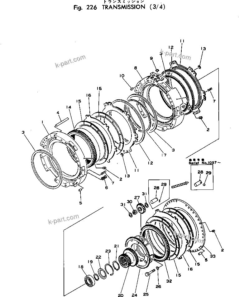 Komatsu parts book diagram for WF22T-2 S/N 1011-UP: TRANSMISSION (3/4)