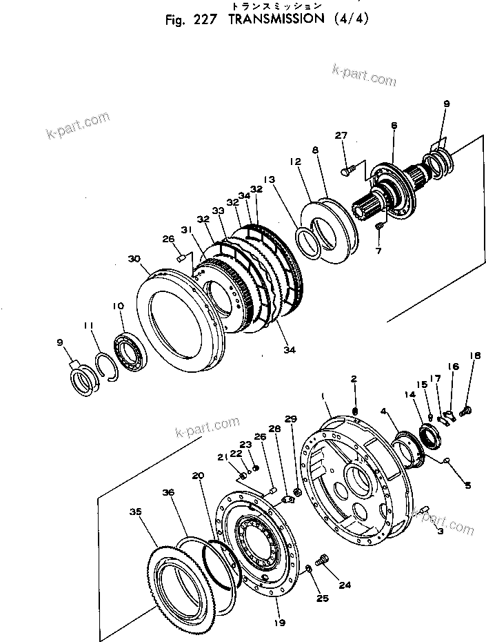 Komatsu parts book diagram for WF22T-2 S/N 1011-UP: TRANSMISSION (4/4)