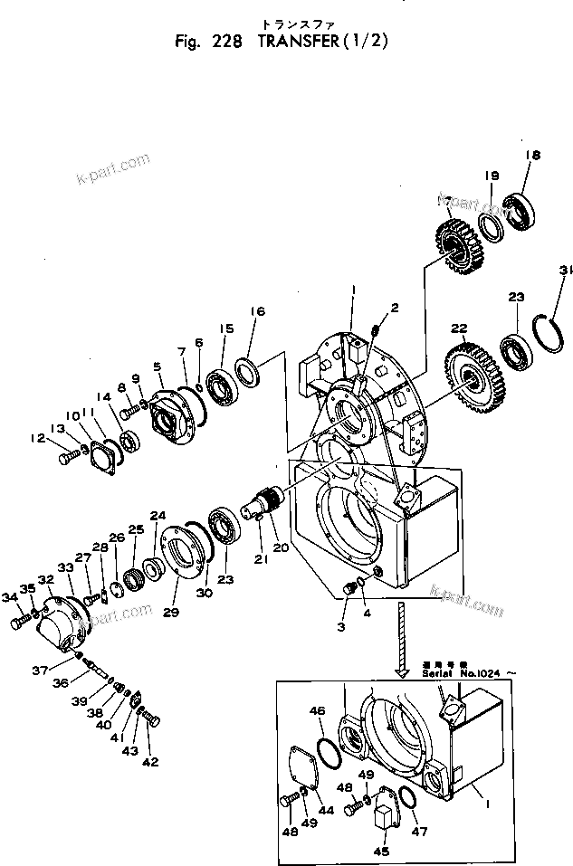 Komatsu parts book diagram for WF22T-2 S/N 1011-UP: TRANSFER (1/2)