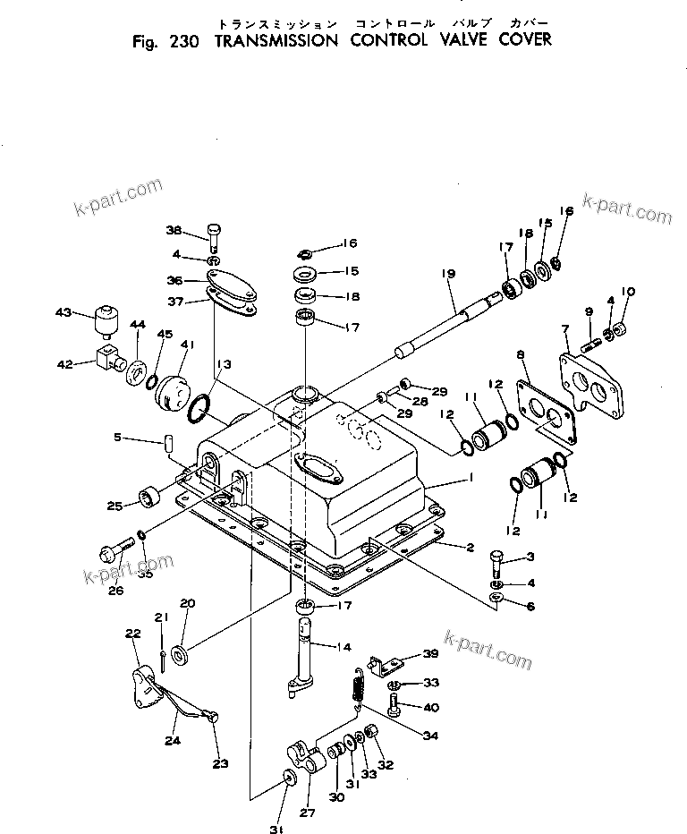 Komatsu parts book diagram for WF22T-2 S/N 1011-UP: TRANSMISSION CONTROL VALVE COVER
