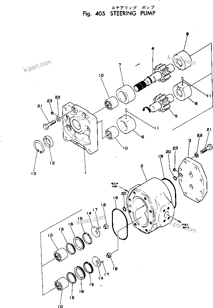 Komatsu parts book diagram for WF22T-2 S/N 1011-UP: STEERING PUMP