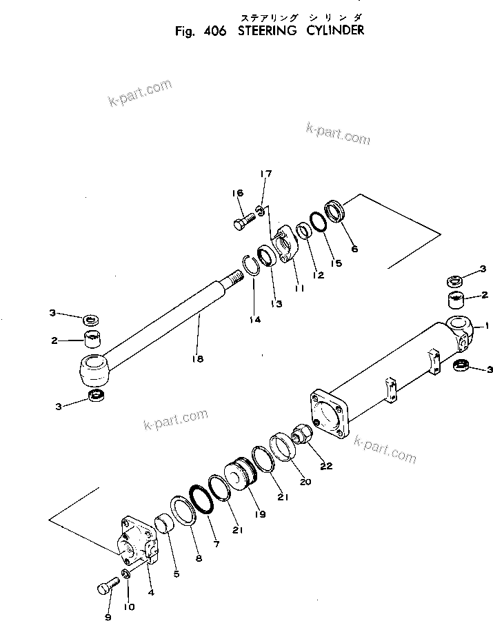Komatsu parts book diagram for WF22T-2 S/N 1011-UP: STEERING CYLINDER