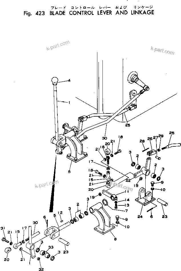 Komatsu parts book diagram for WF22T-2 S/N 1011-UP: BLADE CONTROL LEVER AND LINKAGE