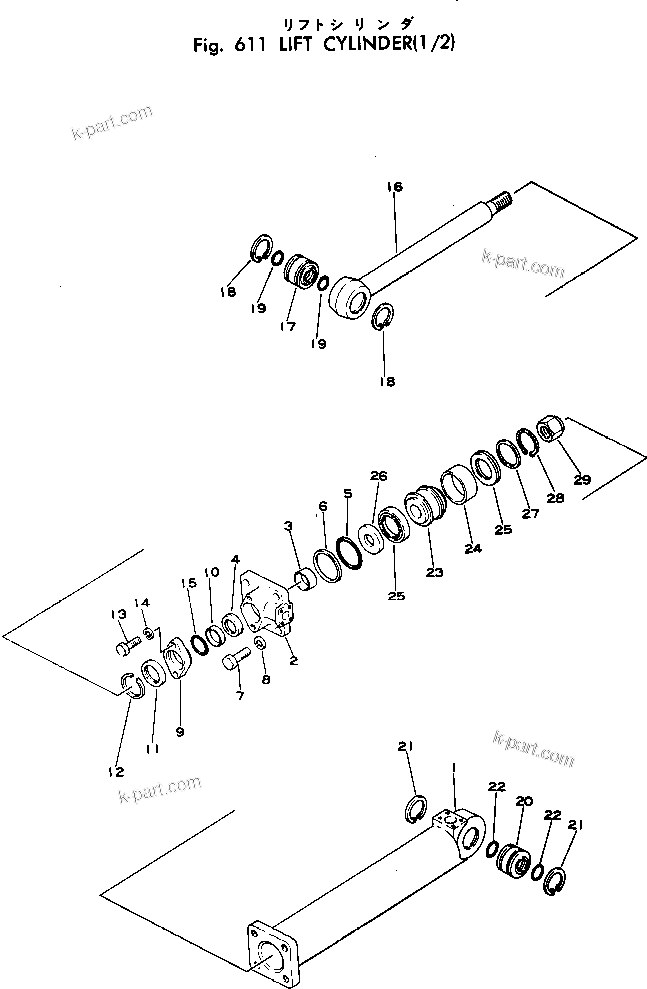 Komatsu parts book diagram for WF22T-2 S/N 1011-UP: LIFT CYLINDER (1/2)