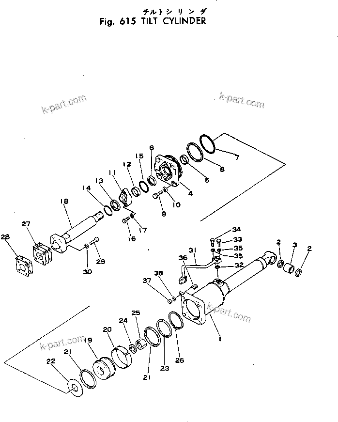 Komatsu parts book diagram for WF22T-2 S/N 1011-UP: TILT CYLINDER