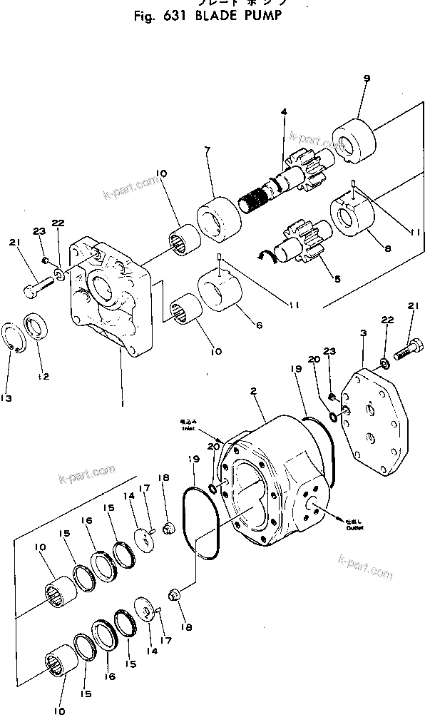 Komatsu parts book diagram for WF22T-2 S/N 1011-UP: BLADE PUMP