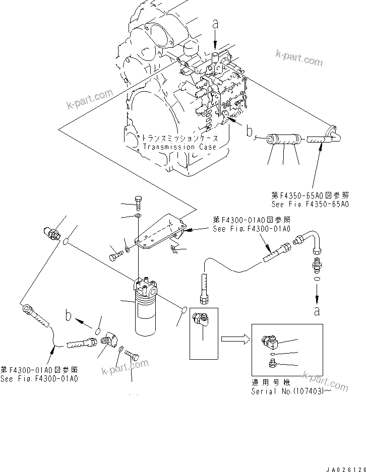 Komatsu parts book diagram for WF450-3 S/N 54001-UP (For Komatsu Hanomag (Germany)): TRANSMISSION (TRANSMISSION PIPING) (2/2)