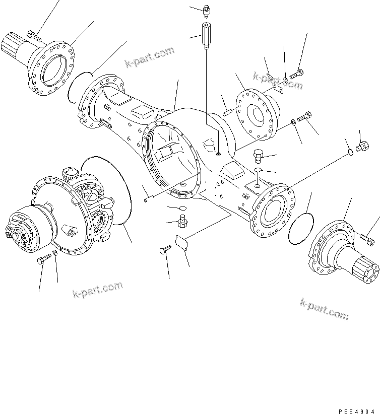 Komatsu parts book diagram for WF450-3 S/N 54001-UP (For Komatsu Hanomag (Germany)): REAR AXLE (REAR AXLE HOUSING)