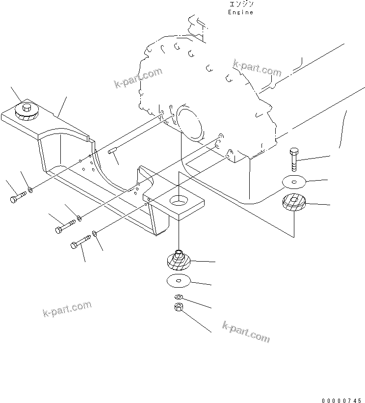 Komatsu parts book diagram for WF450-3 S/N 54001-UP: ENGINE MOUNTING