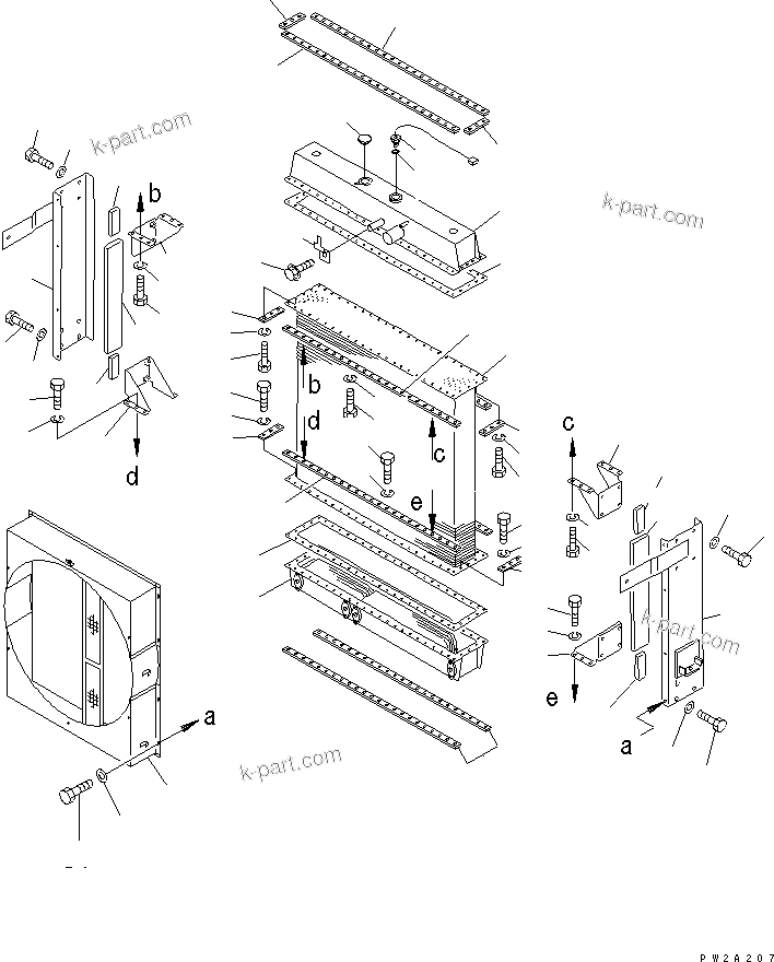 Komatsu parts book diagram for WF450-3 S/N 54001-UP: RADIATOR (RADIATOR PARTS)