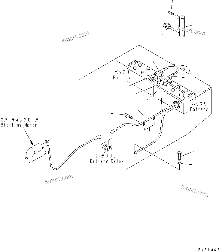 Komatsu parts book diagram for WF450-3 S/N 54001-UP: BATTERY BOX (ELECTRICAL BATTERY LINE)