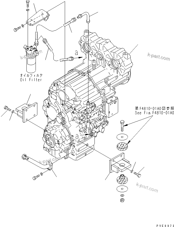 Komatsu parts book diagram for WF450-3 S/N 54001-UP: TORQUE CONVERTER AND TRANSMISSION (MOUNTING BRACKET)