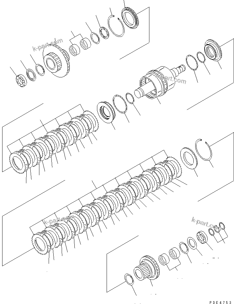 Komatsu parts book diagram for WF450-3 S/N 54001-UP: TRANSMISSION (REVERSE AND 2ND CLUTCH)
