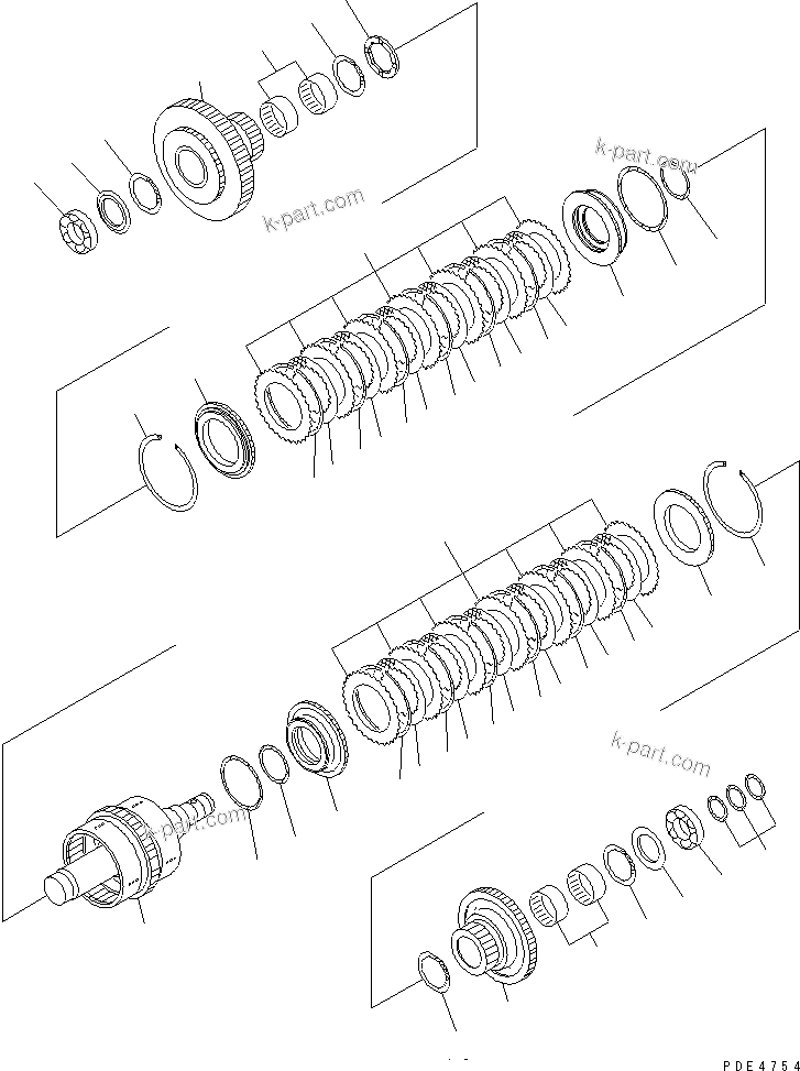 Komatsu parts book diagram for WF450-3 S/N 54001-UP: TRANSMISSION (3RD AND 4TH CLUTCH)