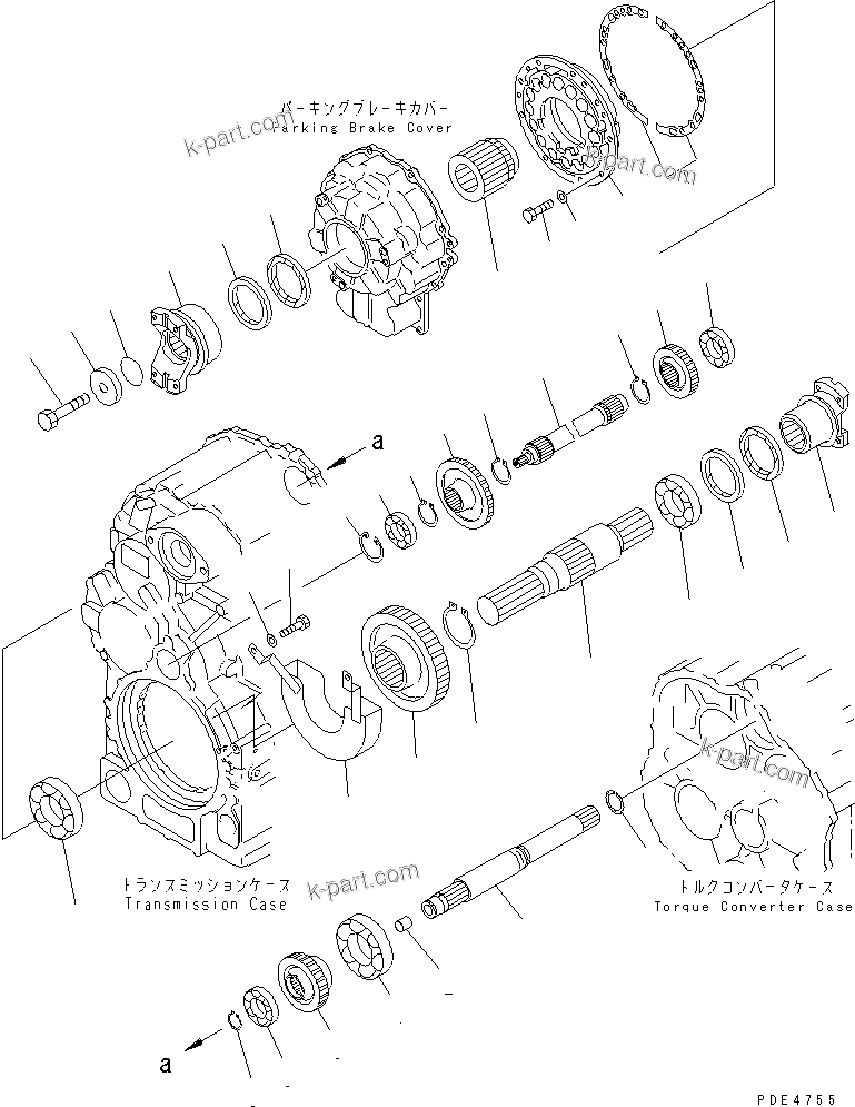 Komatsu parts book diagram for WF450-3 S/N 54001-UP: TRANSMISSION (INPUT¤ 4TH AND OUTPUT SHAFT)