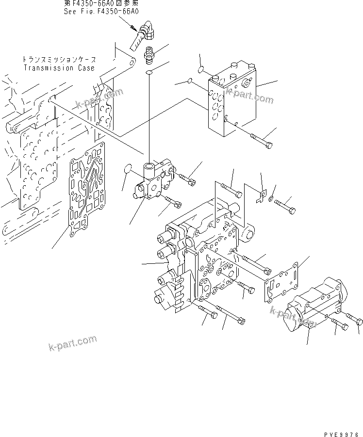 Komatsu parts book diagram for WF450-3 S/N 54001-UP: TRANSMISSION (CONTROL VALVE MOUNTING)