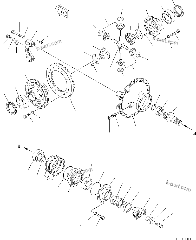 Komatsu parts book diagram for WF450-3 S/N 54001-UP: FRONT AXLE (FRONT DIFFERENTIAL)