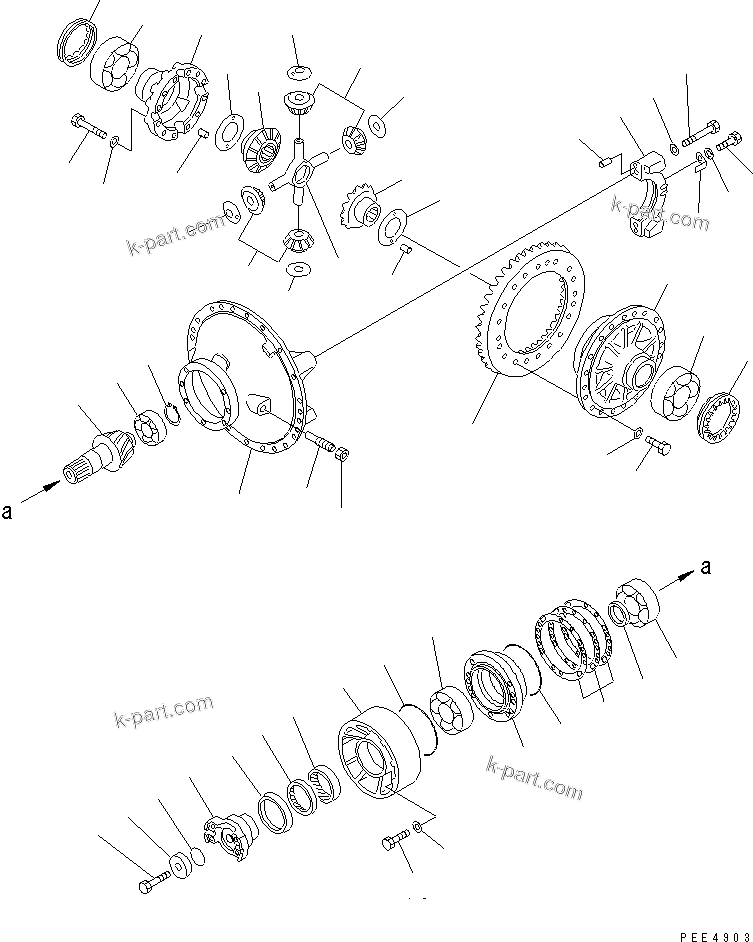 Komatsu parts book diagram for WF450-3 S/N 54001-UP: REAR AXLE (REAR DIFFERENTIAL)