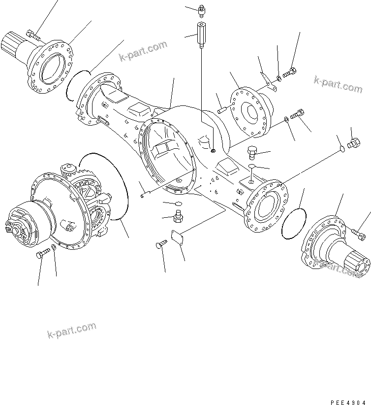 Komatsu parts book diagram for WF450-3 S/N 54001-UP: REAR AXLE (REAR AXLE HOUSING)
