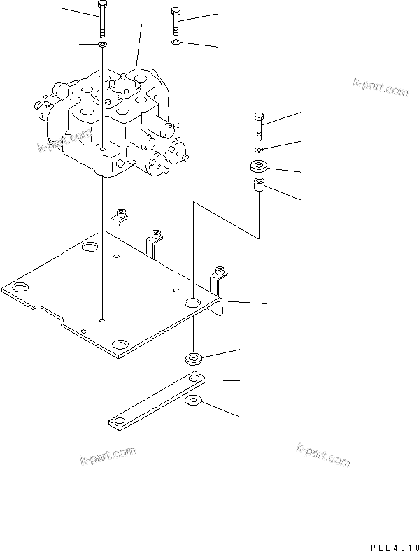 Komatsu parts book diagram for WF450-3 S/N 54001-UP: LOADER CONTROL VALVE (CONTROL VALVE MOUNTING PARTS)