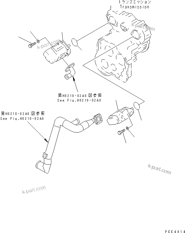 Komatsu parts book diagram for WF450-3 S/N 54001-UP: HYDRAULIC PUMP (HYDRAULIC PUMP MOUNTING)