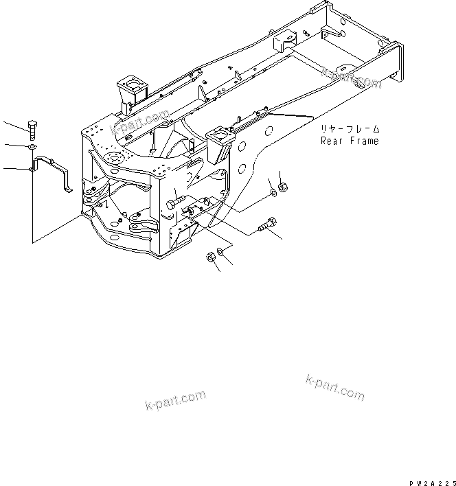 Komatsu parts book diagram for WF450-3 S/N 54001-UP: REAR FRAME (SHAFT GUARD AND TRANSMISSION MOUNTING)