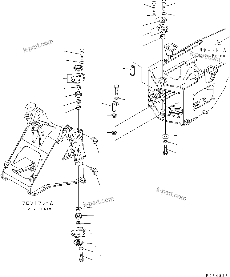 Komatsu parts book diagram for WF450-3 S/N 54001-UP: HINGE PIN
