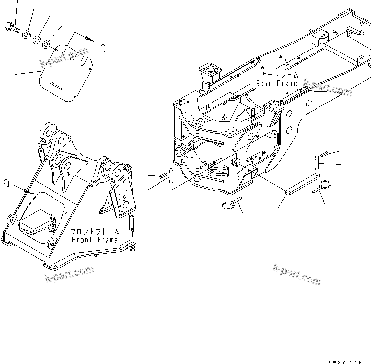 Komatsu parts book diagram for WF450-3 S/N 54001-UP: LOCK AND COVER (LOCK BAR AND FRAME COVER)