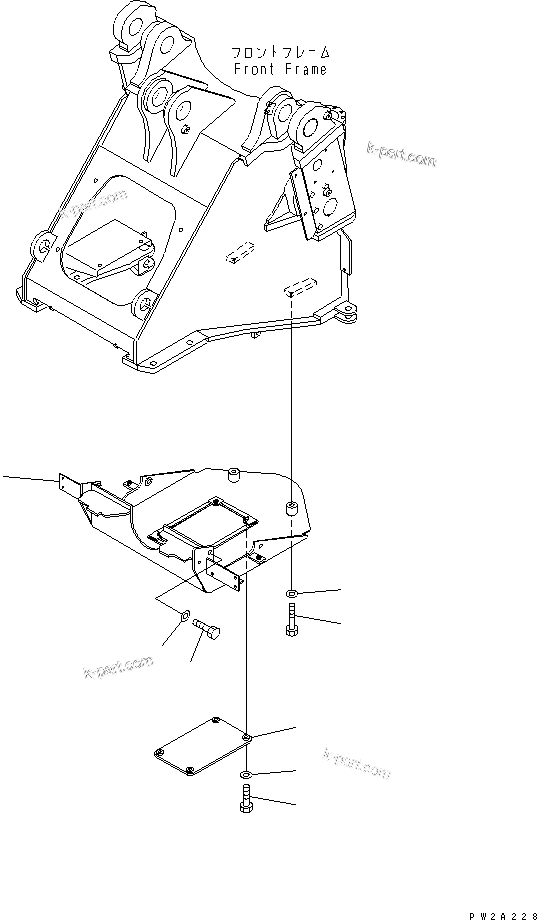 Komatsu parts book diagram for WF450-3 S/N 54001-UP: LOCK AND COVER (UNDER GUARD¤ FRONT FRAME)