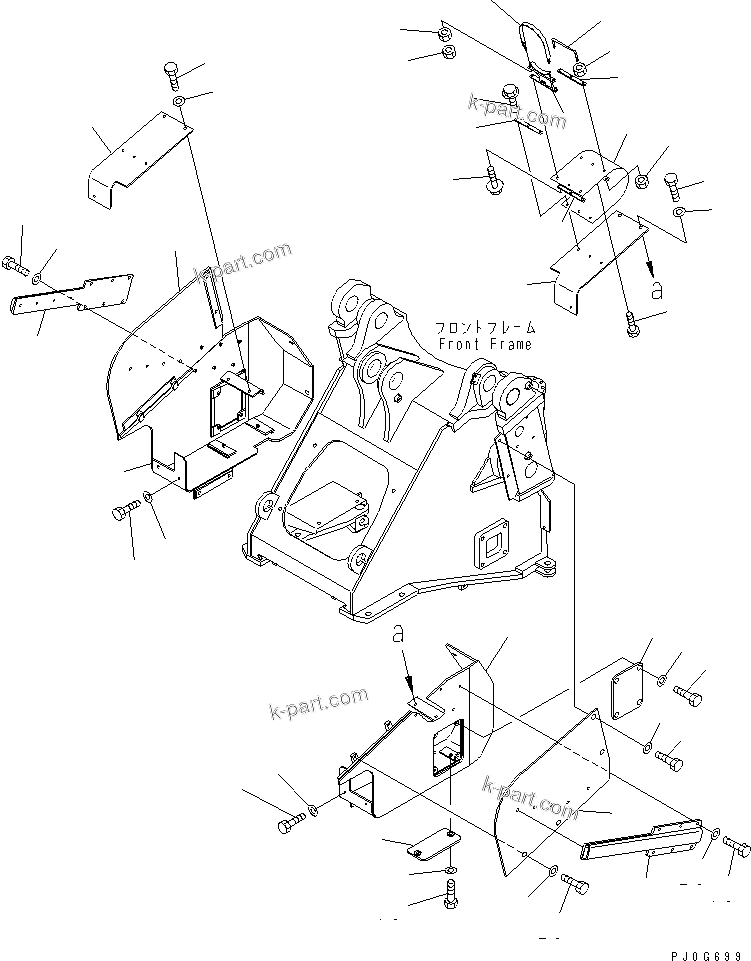 Komatsu parts book diagram for WF450-3 S/N 54001-UP: LOCK AND COVER (LIFT CYLINDER COVER)(#54122-)