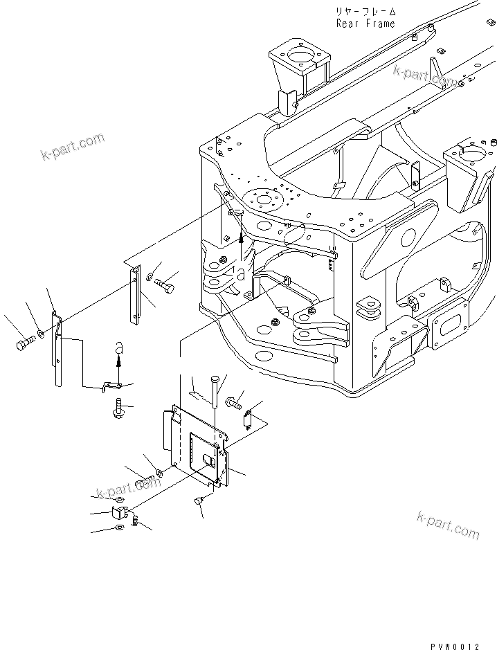 Komatsu parts book diagram for WF450-3 S/N 54001-UP: LOCK AND COVER (REAR FRAME COVER)
