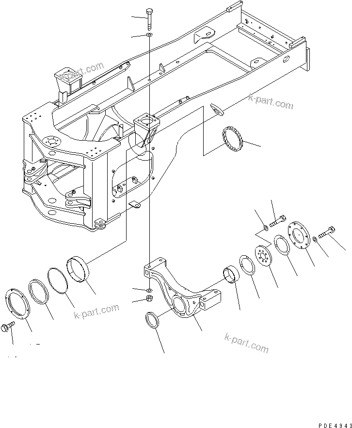 Komatsu parts book diagram for WF450-3 S/N 54001-UP: REAR AXLE SUPPORT