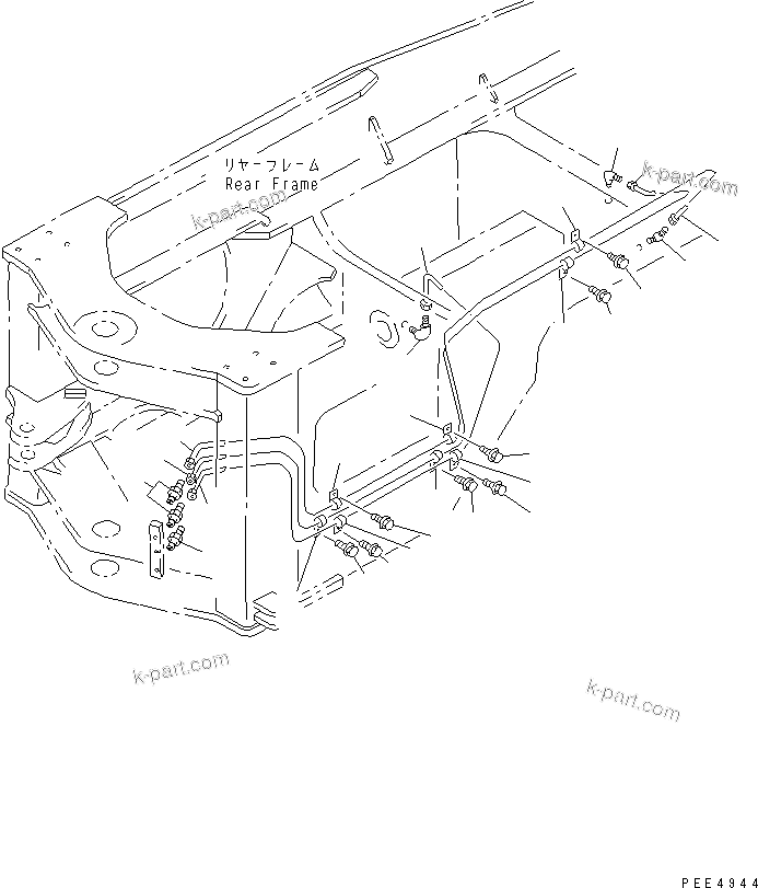 Komatsu parts book diagram for WF450-3 S/N 54001-UP: REMOTE GREASE (REAR AXLE SUPPORT)