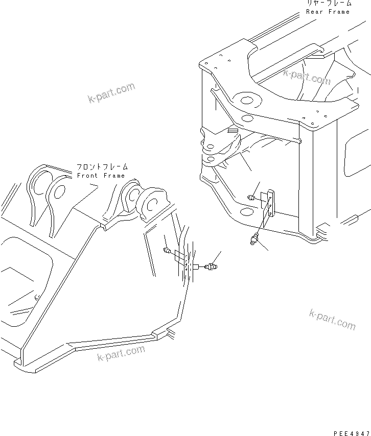 Komatsu parts book diagram for WF450-3 S/N 54001-UP: REMOTE GREASE (FITTING AND PLUG)