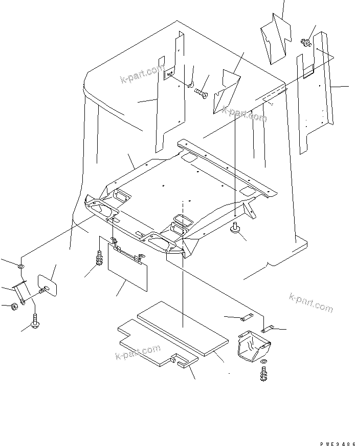 Komatsu parts book diagram for WF450-3 S/N 54001-UP: ROPS CAB (3/3) (INTERIOR TRIM)