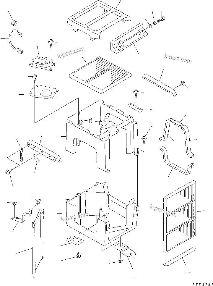 Komatsu parts book diagram for WF450-3 S/N 54001-UP: AIR CONDITIONER (DAMPER)