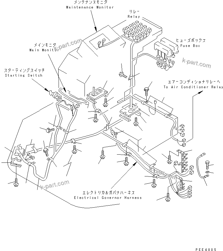 Komatsu parts book diagram for WF450-3 S/N 54001-UP: FLOOR HARNESS