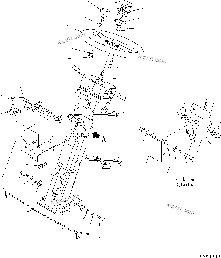 Komatsu parts book diagram for WF450-3 S/N 54001-UP: STEERING WHEEL AND COLUMN (WHEEL AND COLUMN)
