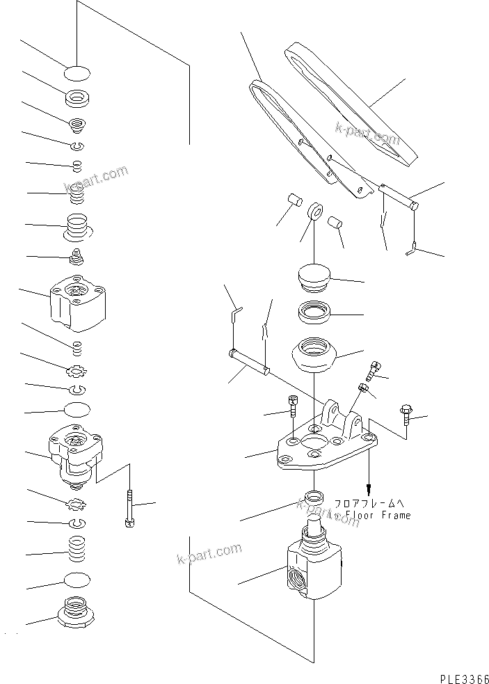 Komatsu parts book diagram for WF450-3 S/N 54001-UP: BRAKE CONTROL (TANDEM BRAKE VALVE)