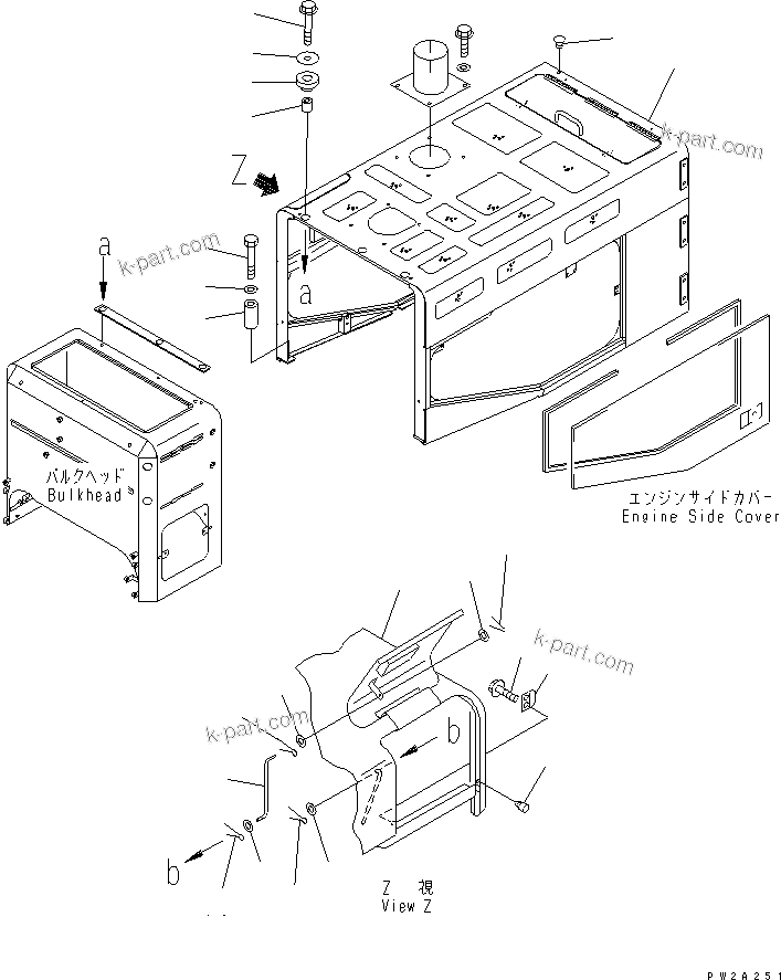 Komatsu parts book diagram for WF450-3 S/N 54001-UP: HOOD (ENGINE HOOD AND MOUNTING PARTS)(#54001-54099)