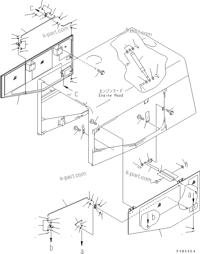Komatsu parts book diagram for WF450-3 S/N 54001-UP: HOOD (HOOD DOOR)(#54101-)