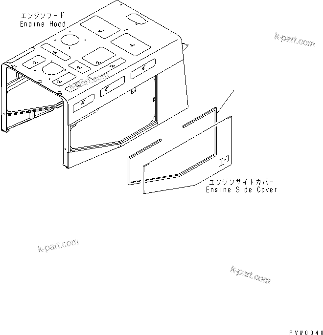 Komatsu parts book diagram for WF450-3 S/N 54001-UP: HOOD (SIDE DOOR SEAL)(#54101-)