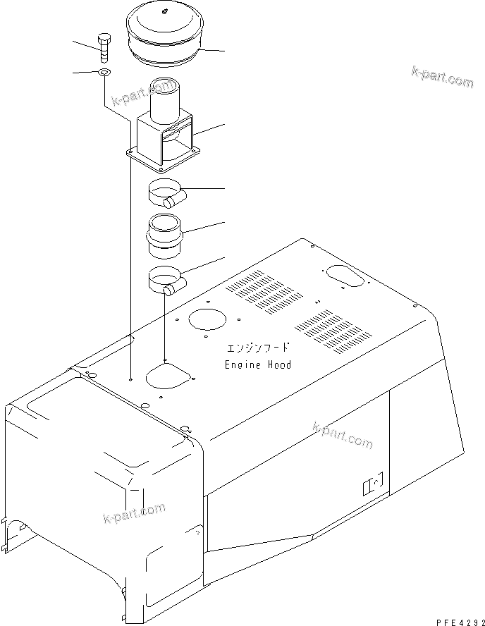 Komatsu parts book diagram for WF450-3 S/N 54001-UP: HOOD (PRE CLEANER)(#54101-)