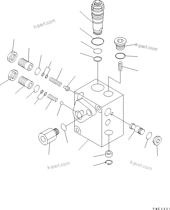 Komatsu parts book diagram for WF450-3 S/N 54001-UP: BULKHEAD (ACCUMULATOR CHARGE VALVE)