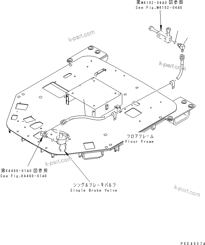 Komatsu parts book diagram for WF450-3 S/N 54001-UP: BULKHEAD (ACCUMULATOR TO SINGLE BRAKE VALVE)